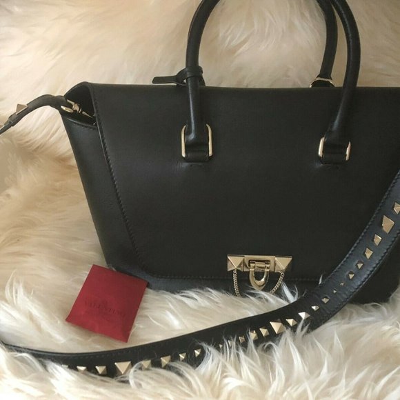 $2745 Valentino Demilune Flap Satchel Leather Smal - Picture 2 of 12